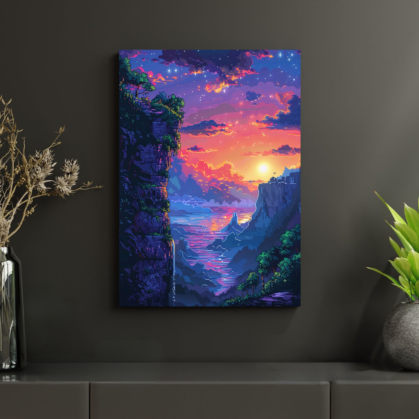 8-Bit Traumlandschaft - Metallposter