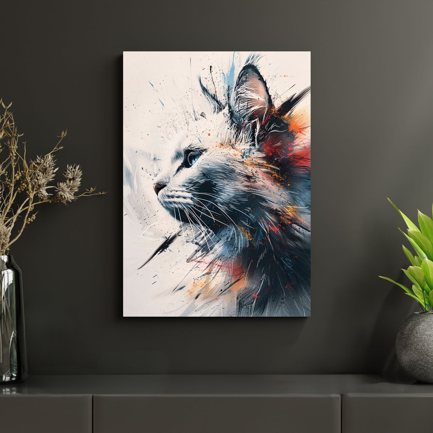 Abstrakte Eleganz der Katze - Metallposter