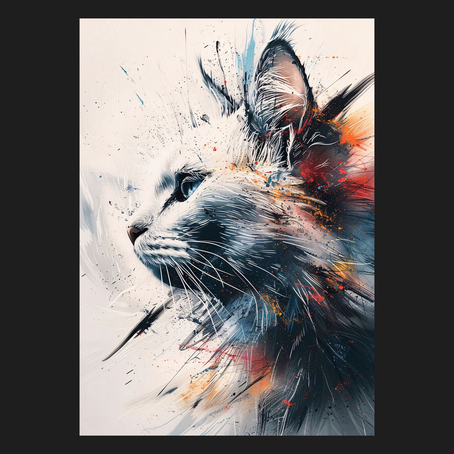 Abstrakte Eleganz der Katze - Metallposter