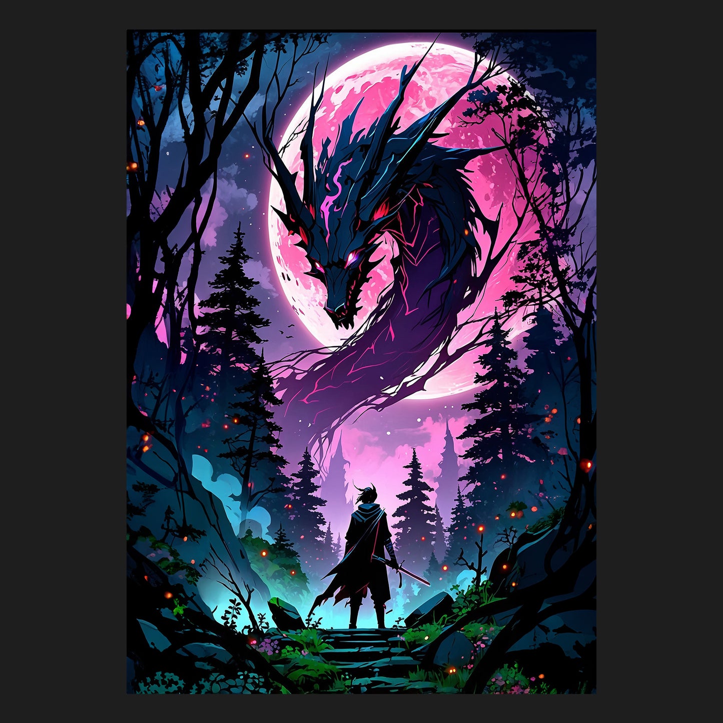 The Moon Dragon - Metal Poster