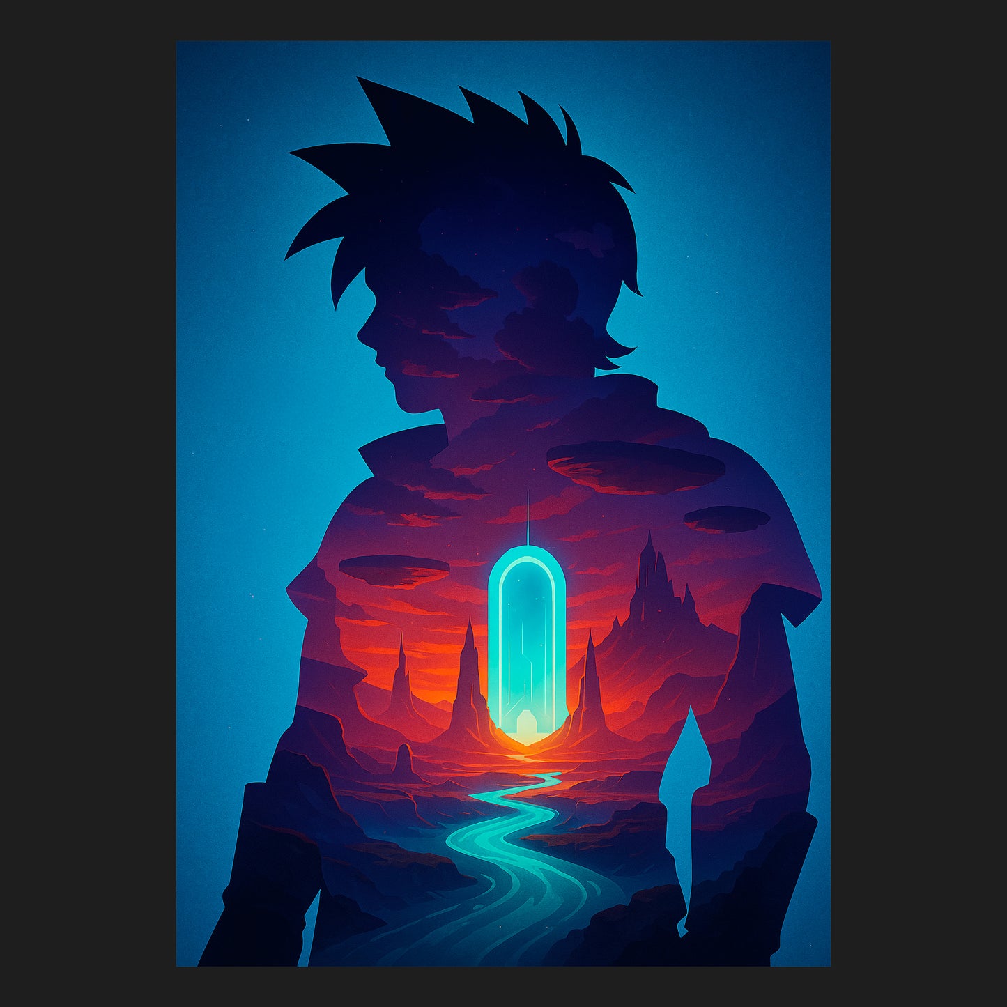 Der Dimensionsreisende - Poster mit Echtholzrahmen und Acrylglas