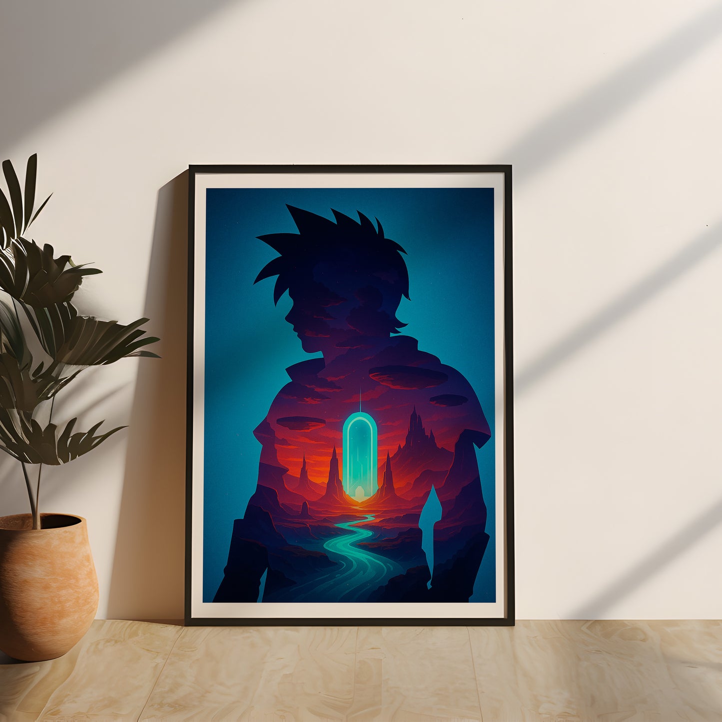 Der Dimensionsreisende - Poster mit Echtholzrahmen und Acrylglas
