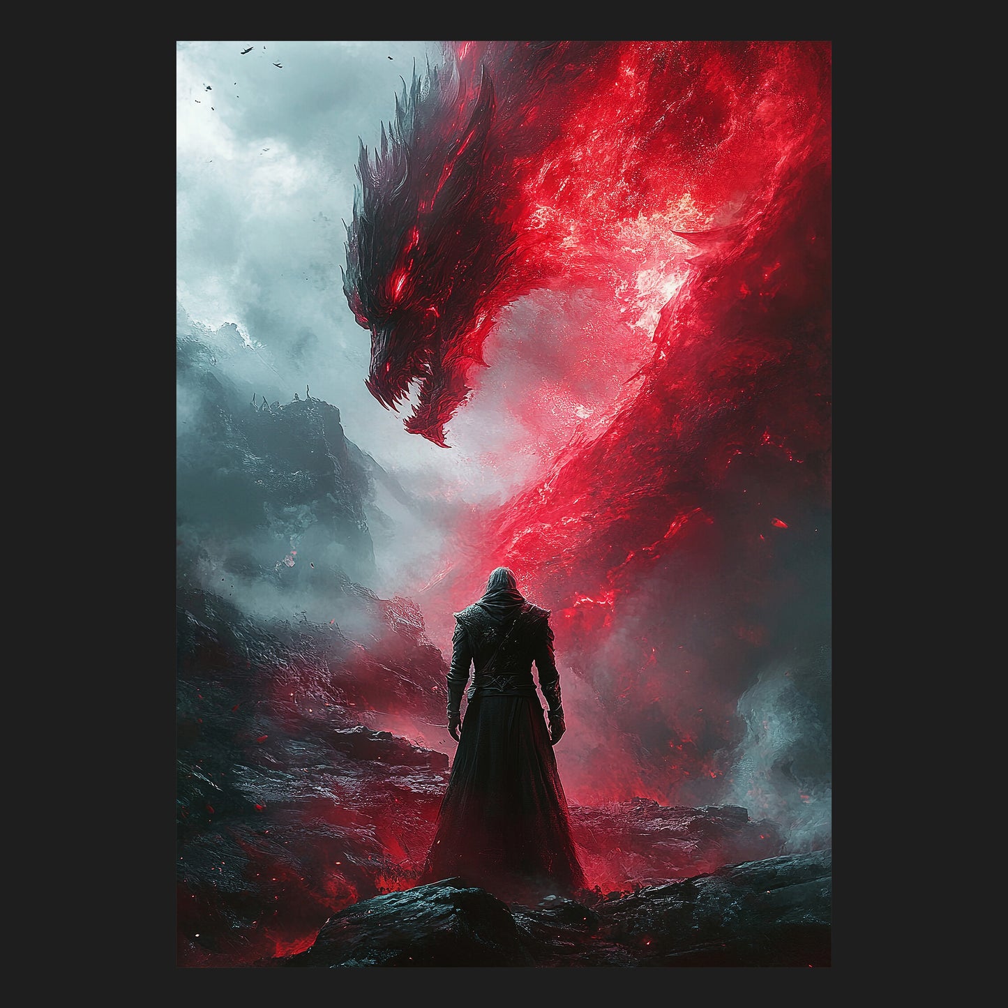 Der rote Nebeldrache - Metallposter
