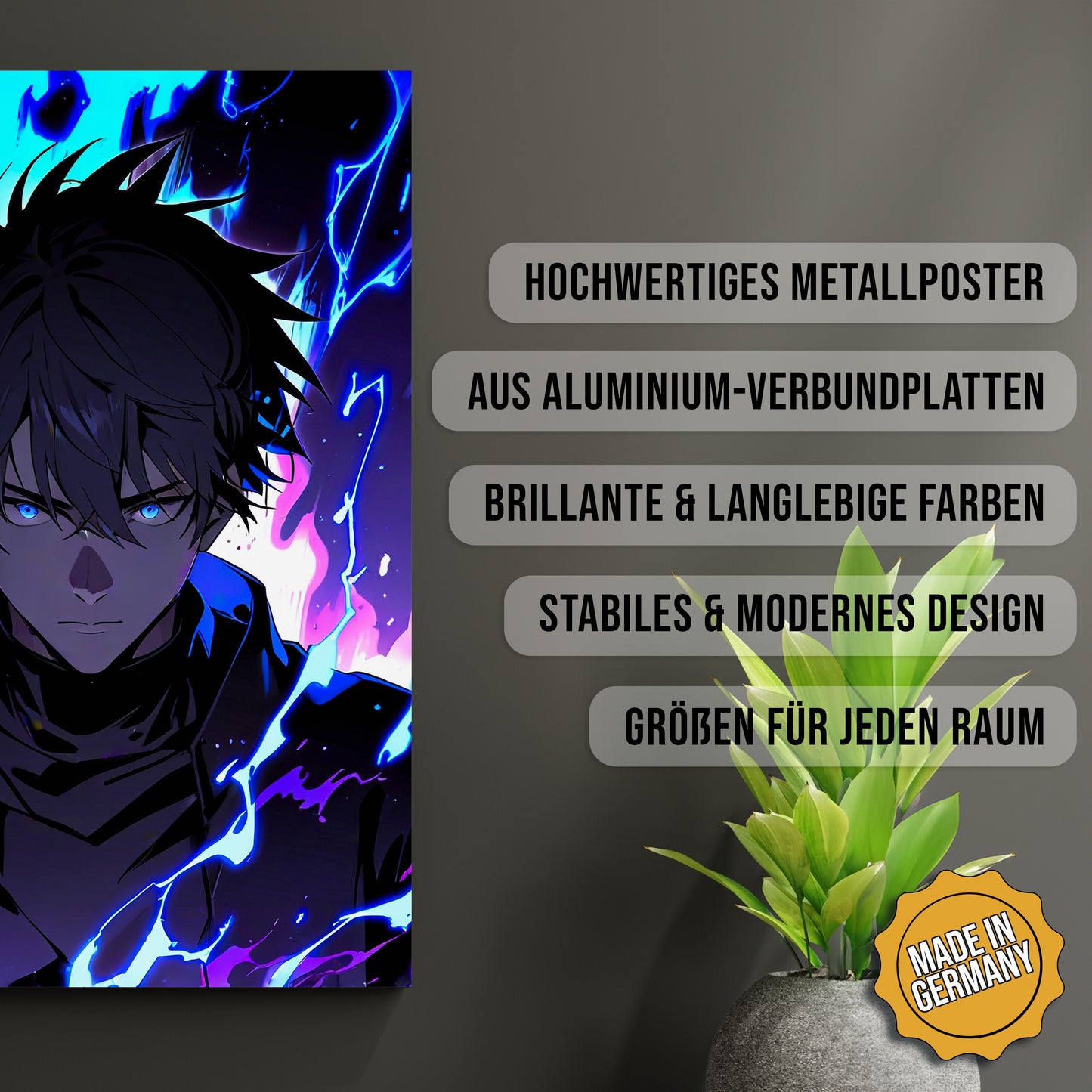 Produkt-Highlights zum Metallposter Dunkler Aufstieg. Hochwertiges Metallposter, aus Aluminium-Verbundplatten, Brillante & langlebige Farben, stabiles & modernes design, Größen für jeden Raum, Made in Germany.