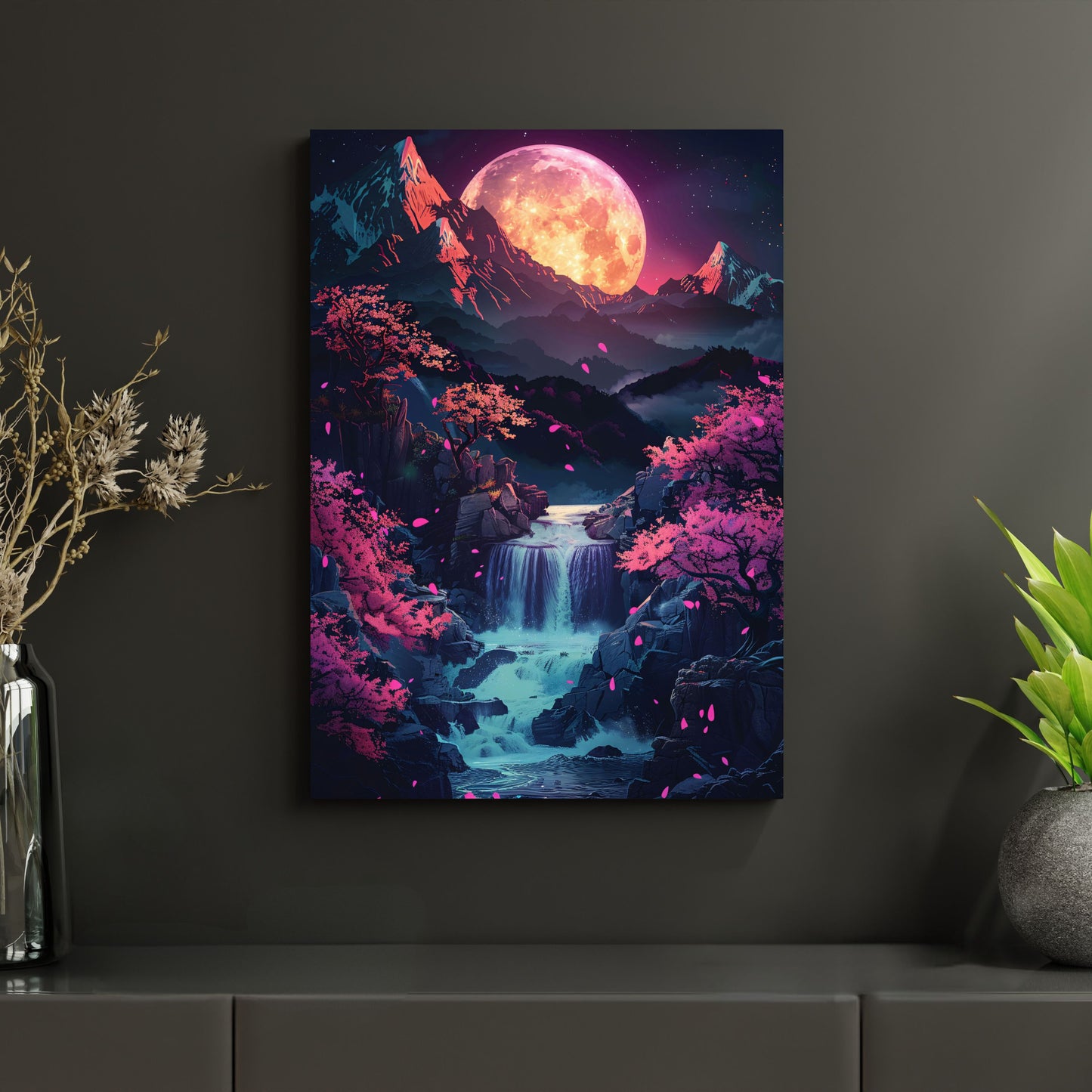 Fantasy Mondlandschaft - Metallposter