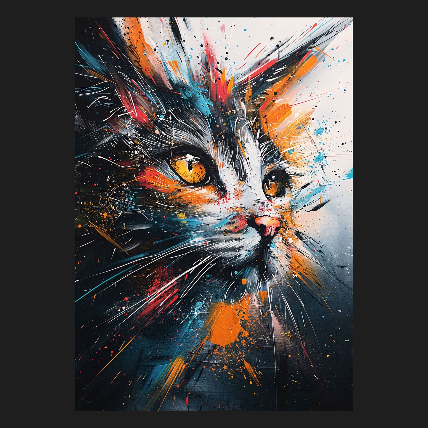 Farbenfrohe Katzenfantasie - Metallposter