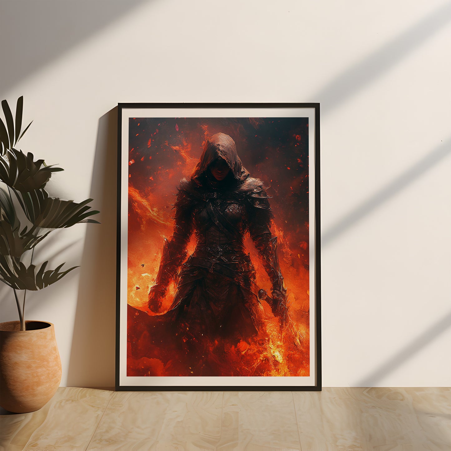 Touched by the Flames - Poster with real wood frame and acrylic glass