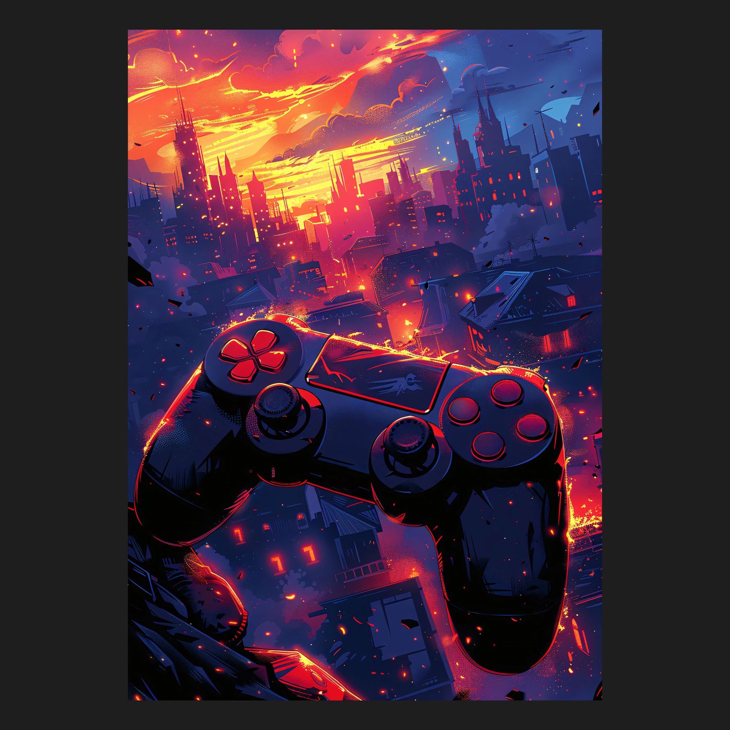 Gaming City Nights - Metallposter