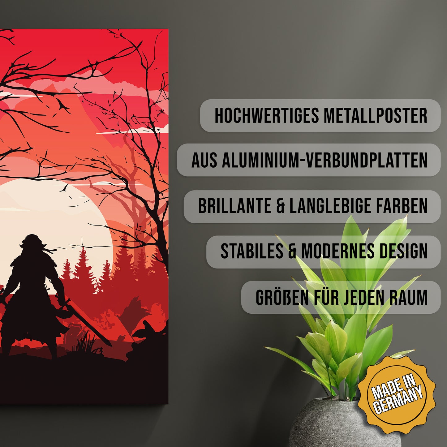 Produkt-Highlights zum Metallposter Im Schatten der Gefallenen. Hochwertiges Metallposter, aus Aluminium-Verbundplatten, Brillante & langlebige Farben, stabiles & modernes design, Größen für jeden Raum, Made in Germany.