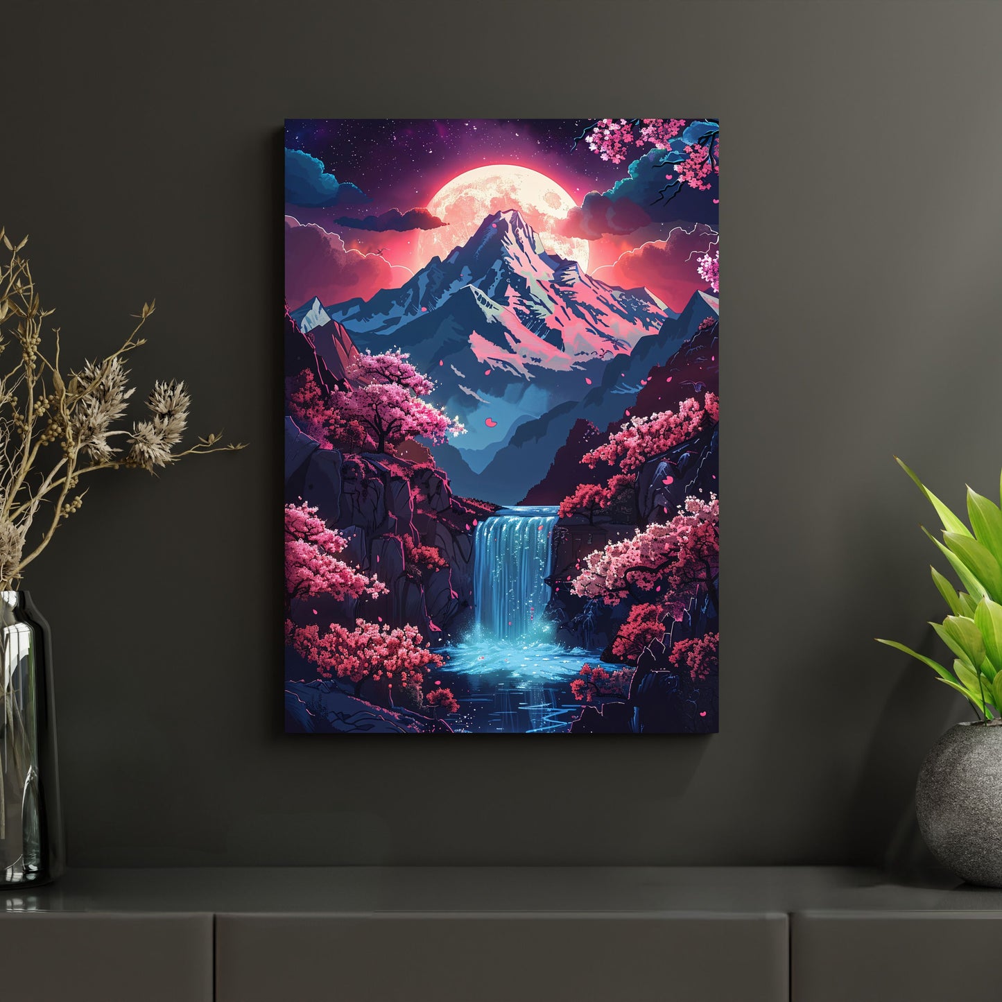 Kirschblüten Fantasy Landschaft - Metallposter