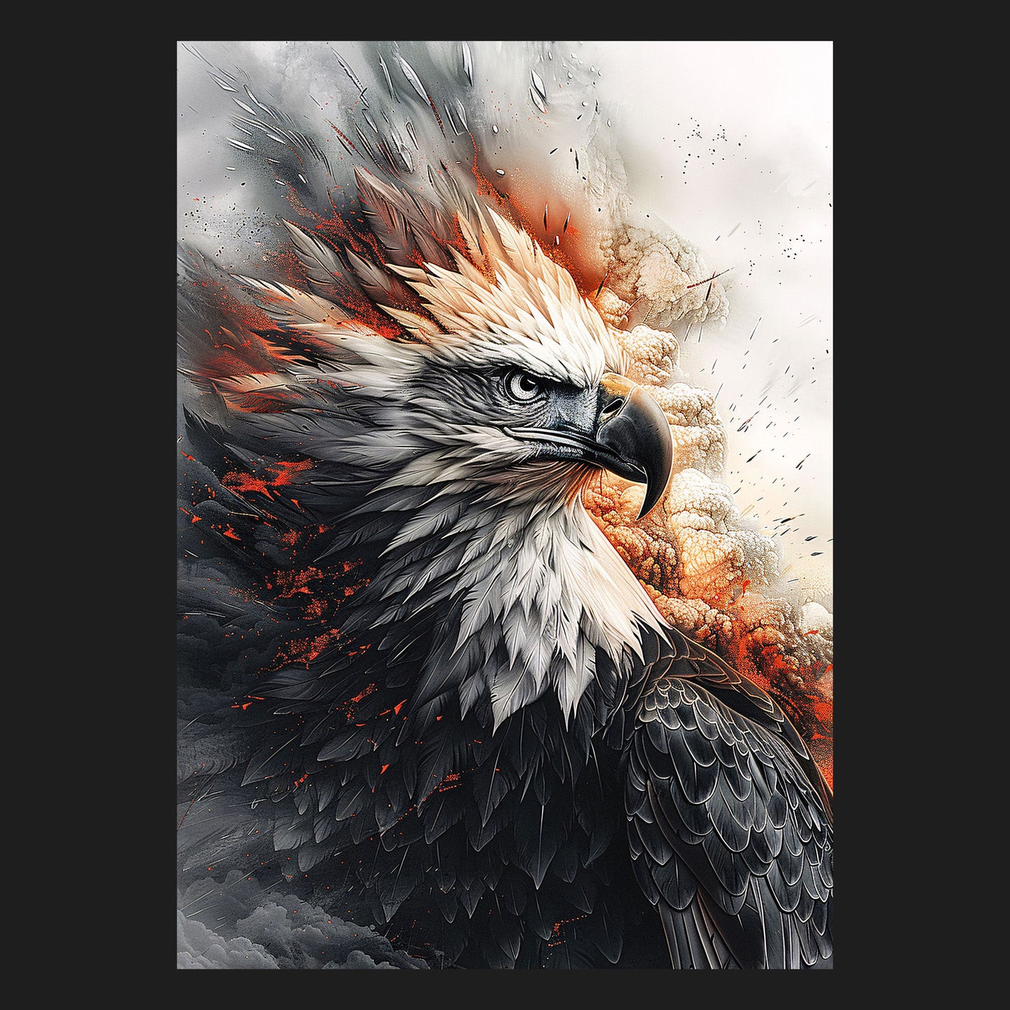 Tier Poster "Kraftvoller Adler", Wandkunst mit imposanten Adler in beeindruckenden Details, perfekte Wanddekoration für Tier- und Natur-Fans, Adler Kunstmotiv, motivierendes Motiv