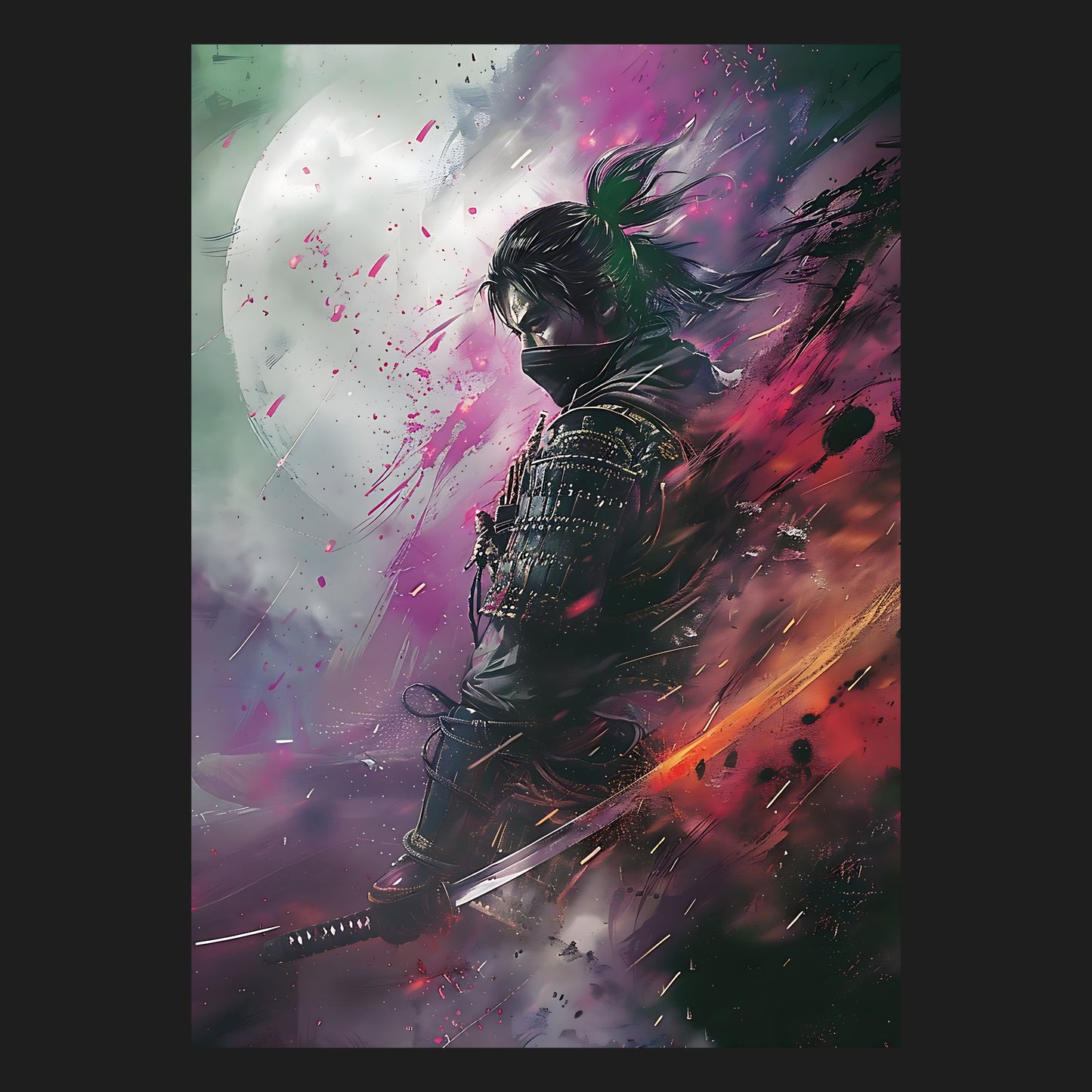 Gaming Poster, Fantasy Wandkunst mit traditionell japanisches Design und dynamisches Farbschema, perfekte Wanddekoration für Gamer, Roleplay- und Fantasy-Fans, japanische Wandkunst