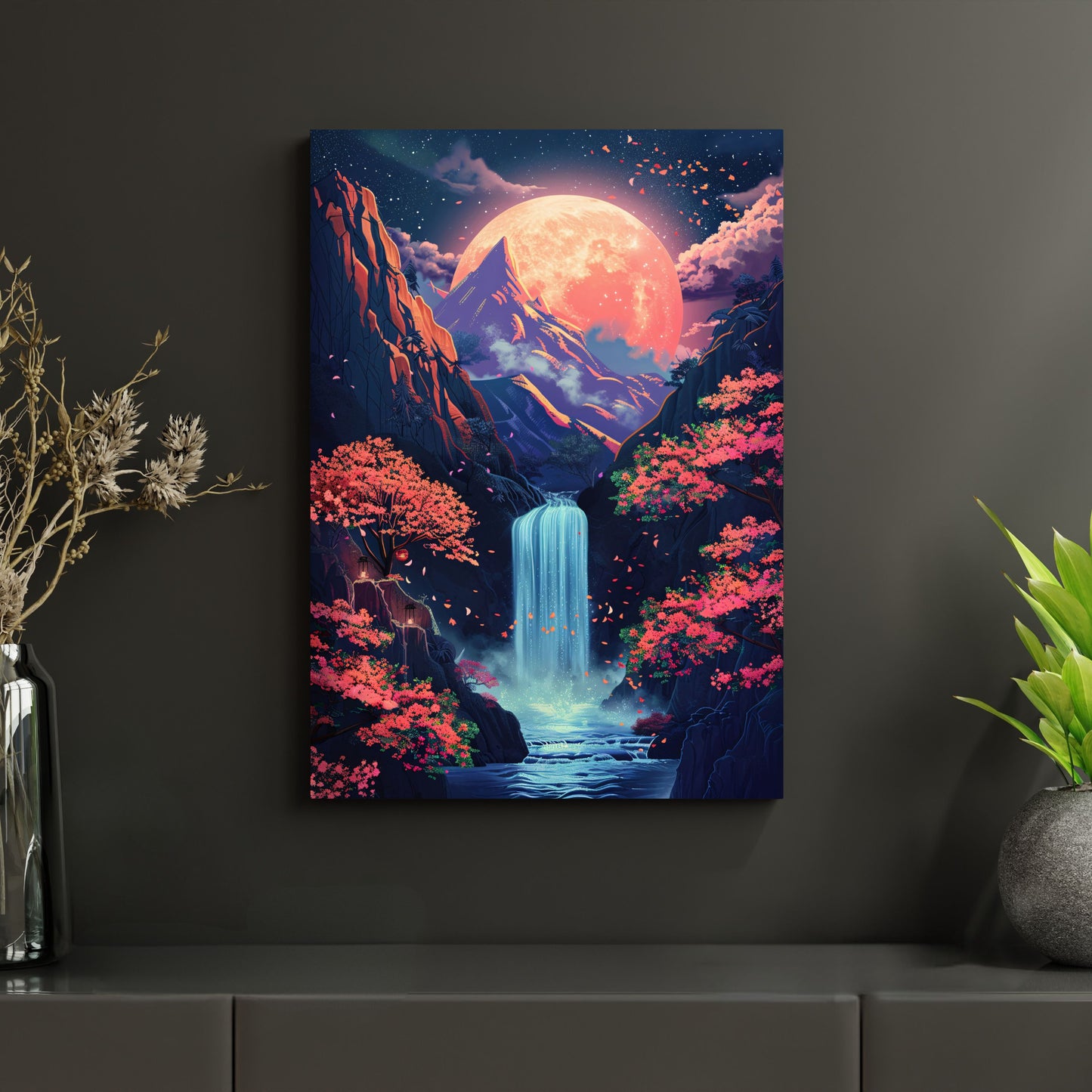 Leuchtende Fantasy Landschaft - Metallposter