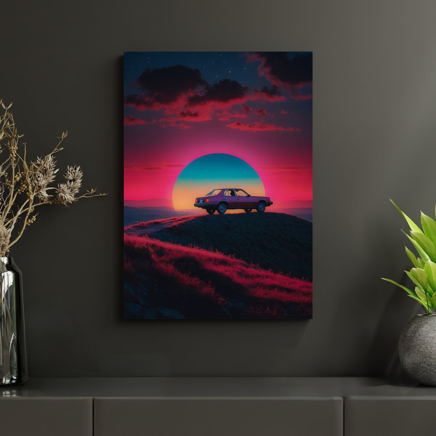 Oldtimer Retro Sunset - Metallposter