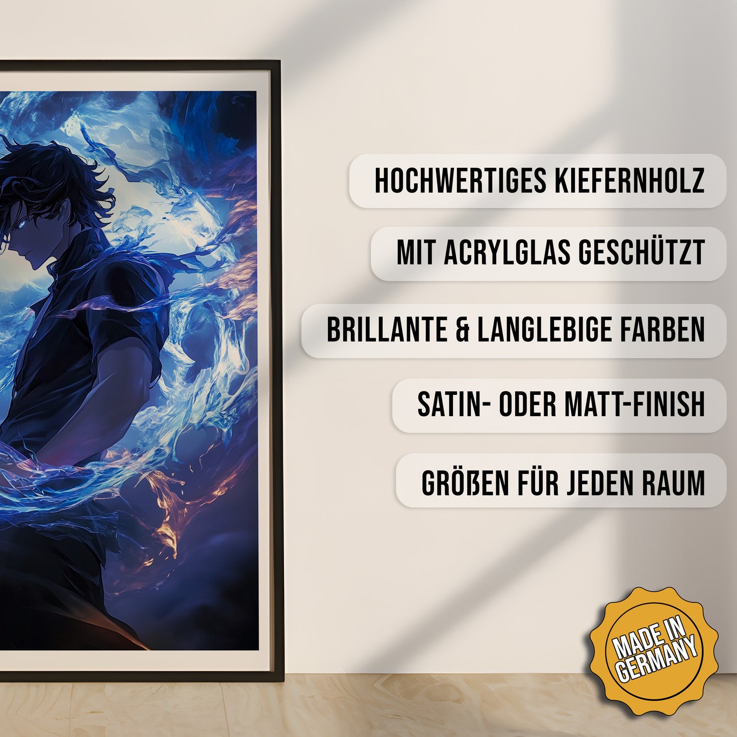Produkt-Highlights zum gerahmten Poster Schattenbeschwörer der dunklen Macht.
Hochwertiges Kiefernholz, mit Acrylglas geschützt, Brillante & langlebige Farben, satin- oder matt-finish, größen für jeden Raum, Made in Germany.