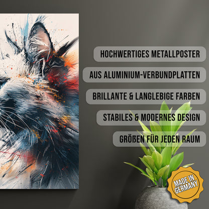 Produkt-Highlights zum Metallposter Abstrakte Eleganz. Hochwertiges Metallposter, aus Aluminium-Verbundplatten, Brillante & langlebige Farben, stabiles & modernes design, Größen für jeden Raum, Made in Germany.