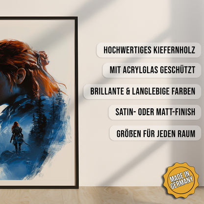 Produkt-Highlights zum gerahmten Poster Beschützerin der Wildnis.
Hochwertiges Kiefernholz, mit Acrylglas geschützt, Brillante & langlebige Farben, satin- oder matt-finish, größen für jeden Raum, Made in Germany.