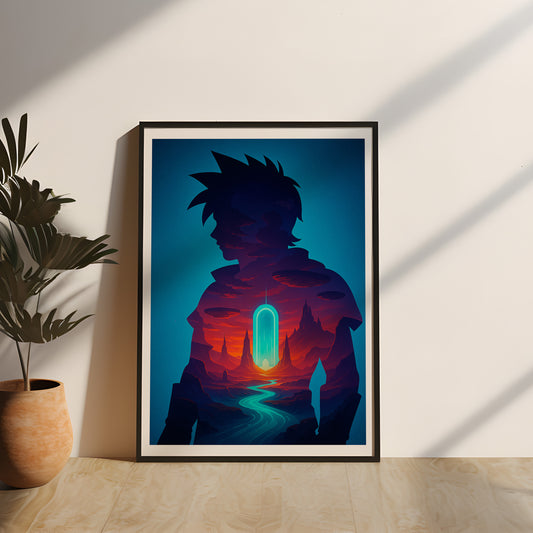 Der Dimensionsreisende - Poster mit Echtholzrahmen und Acrylglas