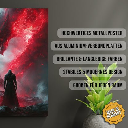 Produkt-Highlights zum Metallposter Der rote Nebeldrache. Hochwertiges Metallposter, aus Aluminium-Verbundplatten, Brillante & langlebige Farben, stabiles & modernes design, Größen für jeden Raum, Made in Germany.