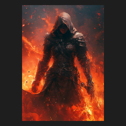 Touched by the Flames - Poster with real wood frame and acrylic glass