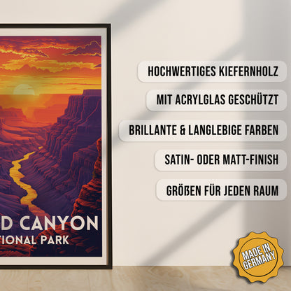 Produkt-Highlights zum gerahmten Poster Grand Canyon.
Hochwertiges Kiefernholz, mit Acrylglas geschützt, Brillante & langlebige Farben, satin- oder matt-finish, größen für jeden Raum, Made in Germany.