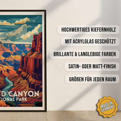 Produkt-Highlights zum gerahmten Poster Grand Canyon.
Hochwertiges Kiefernholz, mit Acrylglas geschützt, Brillante & langlebige Farben, satin- oder matt-finish, größen für jeden Raum, Made in Germany.