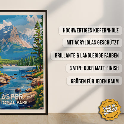Produkt-Highlights zum gerahmten Poster Jasper National Park.
Hochwertiges Kiefernholz, mit Acrylglas geschützt, Brillante & langlebige Farben, satin- oder matt-finish, größen für jeden Raum, Made in Germany.