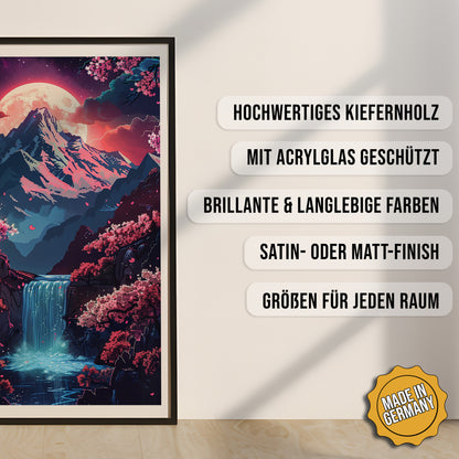 Produkt-Highlights zum gerahmten Poster Kirschblüten Fantasy.
Hochwertiges Kiefernholz, mit Acrylglas geschützt, Brillante & langlebige Farben, satin- oder matt-finisch, größen für jeden Raum, Made in Germany.