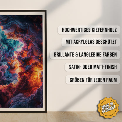 Produkt-Highlights zum gerahmten Poster Kosmischer Sturm.
Hochwertiges Kiefernholz, mit Acrylglas geschützt, Brillante & langlebige Farben, satin- oder matt-finish, größen für jeden Raum, Made in Germany.