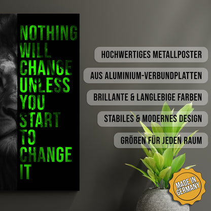 Produkt-Highlights zum Metallposter Löwenmut. Hochwertiges Metallposter, aus Aluminium-Verbundplatten, Brillante & langlebige Farben, stabiles & modernes design, Größen für jeden Raum, Made in Germany.