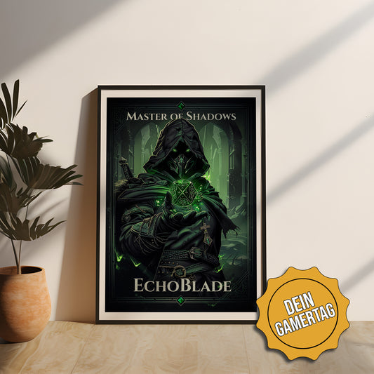 Dunkles "Master of Shadows" Poster im edlen Rahmen – ideal für D&D, Stealth-RPG-Fans und Fantasy-Gaming-Zimmer. Individuelle Personalisierung möglich!