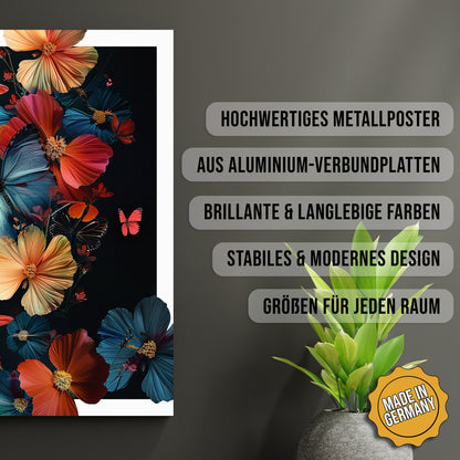 Produkt-Highlights zum Metallposter Schmetterlingsblumen. Hochwertiges Metallposter, aus Aluminium-Verbundplatten, Brillante & langlebige Farben, stabiles & modernes design, Größen für jeden Raum, Made in Germany.