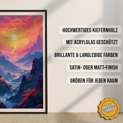 Produkt-Highlights zum gerahmten Poster Tal der Träume.
Hochwertiges Kiefernholz, mit Acrylglas geschützt, Brillante & langlebige Farben, satin- oder matt-finish, größen für jeden Raum, Made in Germany.