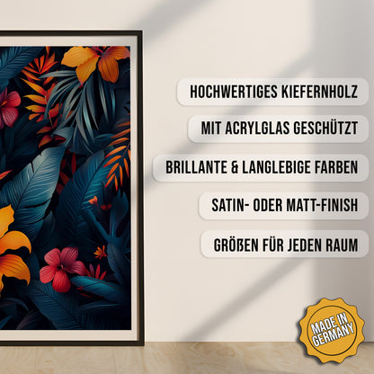 Produkt-Highlights zum gerahmten Poster Tropische Blütenpracht.
Hochwertiges Kiefernholz, mit Acrylglas geschützt, Brillante & langlebige Farben, satin- oder matt-finish, größen für jeden Raum, Made in Germany.