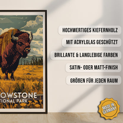 Produkt-Highlights zum gerahmten Poster Yellowstone National Park.
Hochwertiges Kiefernholz, mit Acrylglas geschützt, Brillante & langlebige Farben, satin- oder matt-finish, größen für jeden Raum, Made in Germany.